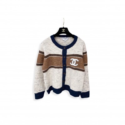 CHANEL CREW NECK CARDIGAN SWEATER 